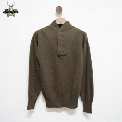 US Army Military 5 Button Sweater Geniune Issue 100% Knitted Wool Brown